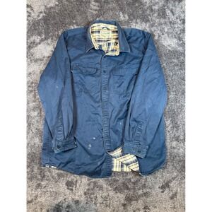 LL Bean Mens Flannel Lined Traditional Fit Shirt Jacket Chore Blue XL Tall